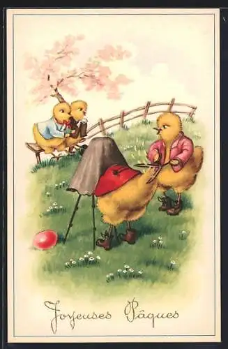 AK Osterküken hinter der Kamera - Fotoapparat