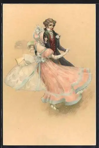 AK Tanzendes Biedermeier-Pärchen