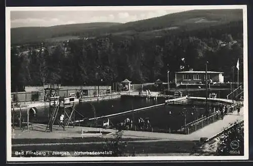 AK Bad Flinsberg i. Isergebirge, Naturbadeanstalt aus der Vogelschau