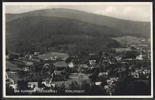 AK Bad Flinsberg /Isergebirge, Totalansicht aus der Vogelschau
