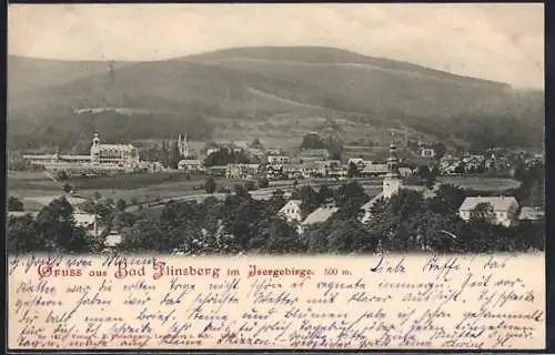AK Bad Flinsberg im Isergebirge, Ortsansicht mit Kirche