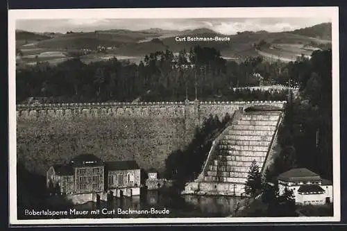 AK Mauer, Bobertalsperre mit Curt Bachmann-Baude, Inhaber Arthur Adolph