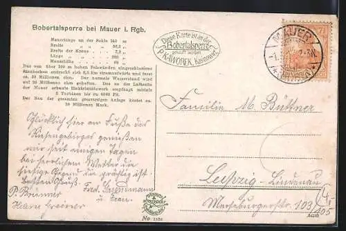 AK Mauer, Bobertalsperre mit Elektrizitätswerk