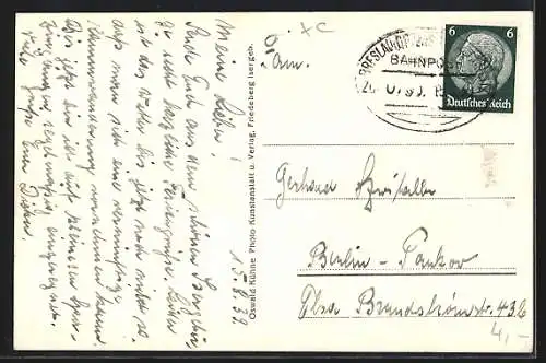 AK Querbach i. Isergeb., Talblick nach dem Greiffenstein