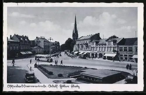 AK Swinemünde, Café Nohr, Platz, Omnibus