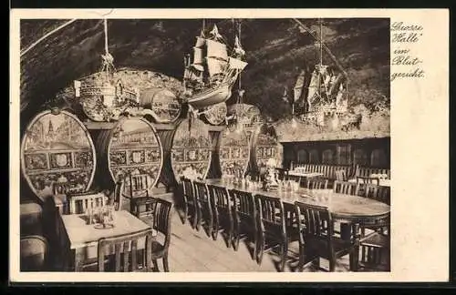 AK Königsberg /Pr., Gasthaus Weinstuben im alten Ordensschloss, Grosse Halle im Blutgericht
