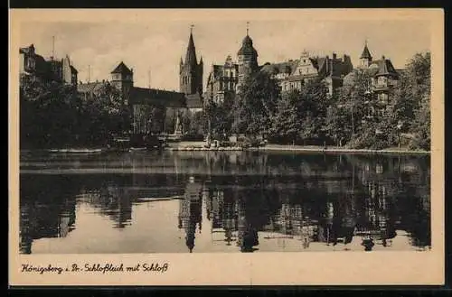 AK Königsberg i. Pr., Schlossteich mit Schloss