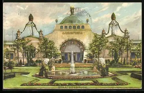 Künstler-AK Nürnberg, Bayerische Jubiläums-Landes-Ausstellung 1906, Staatsgebäude
