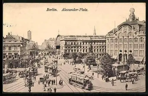 AK Berlin, Strassenbahnen auf dem Alexanderplatz, Berolina