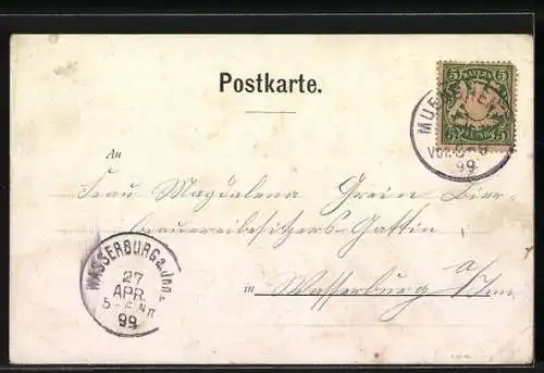 AK München, Gartenbau-Ausstellung 1899, Partie