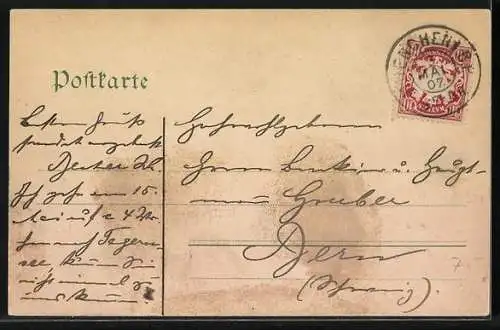 AK München, Partie an der Ludwigsbrücke, Strassenbahn
