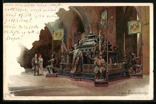 Künstler-AK Heinrich Kley: Blick in die Frauenkirche
