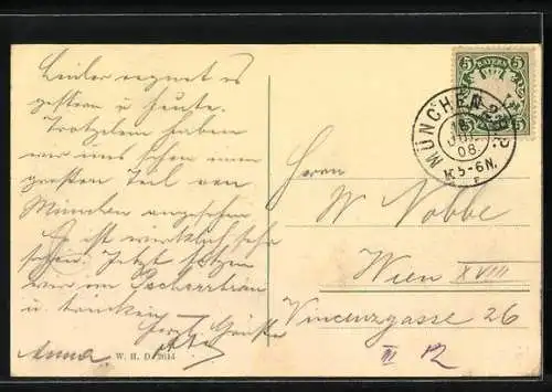 AK München, Siegestor mit Strassenbahn, Leute, Kutsche