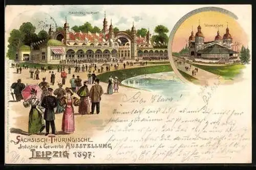 Lithographie Leipzig, Sächs.-Thür. Industrie- & Gewerbe-Ausstellung 1897, Hauptrestaurant