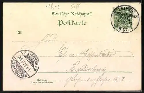 Lithographie Leipzig, Sächs.-Thür. Industrie- & Gewerbe-Ausstellung 1897, Hauptrestaurant