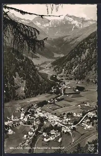 AK Mallnitz /Tauerntal, Gesamtansicht mit Tal und Gesselkopf, Fliegeraufnahme