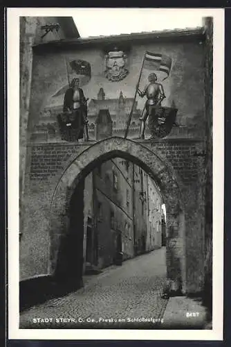AK Steyr /O. Oe., Fresko am Schlossaufgang