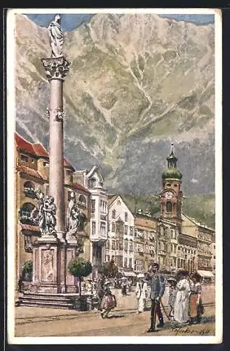 Künstler-AK E.F. Hofecker: Innsbruck, Maria Theresienstrasse