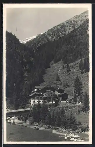 AK Ginzling / Zillertal, Alpengasthof Breitlahner mit Brücke