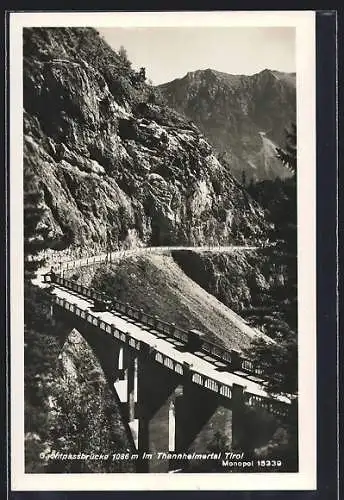 AK Nesselwängle /Tirol, Gachtpassbrücke im Thannheimertal aus der Vogelschau