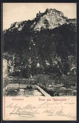 AK Gleissenfeld, Ortspartie mit Blick zum Türkensturz
