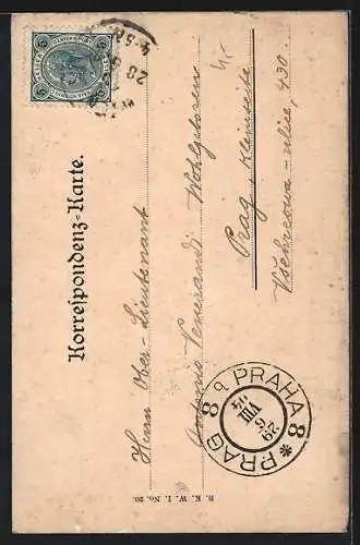 AK Wien, Stephanskirche vom Graben, Pferdebahn