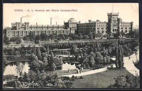 AK Wien, K. k. Arsenal mit Maria Josepha-Park