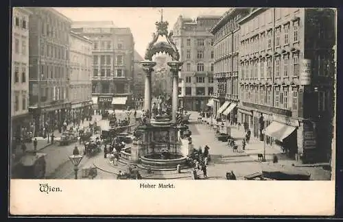AK Wien, Hoher Markt mit Brunnen aus der Vogelschau