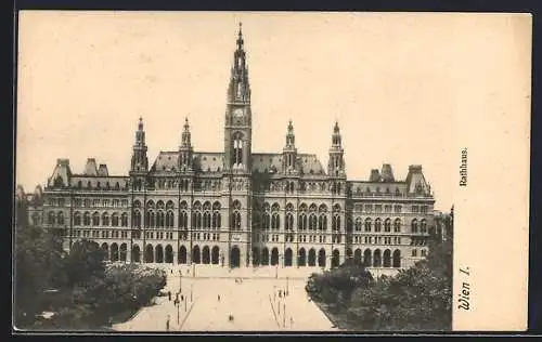 AK Wien, Rathaus, Frontansicht mit Strasse