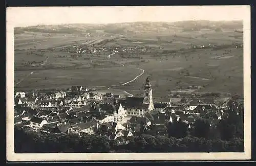 AK Hartberg, Totalansicht mit Fernblick aus der Vogelschau