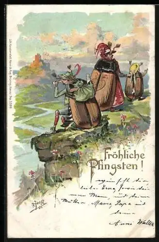 AK Maikäfer schaut mit Fernglas ins weite Tal