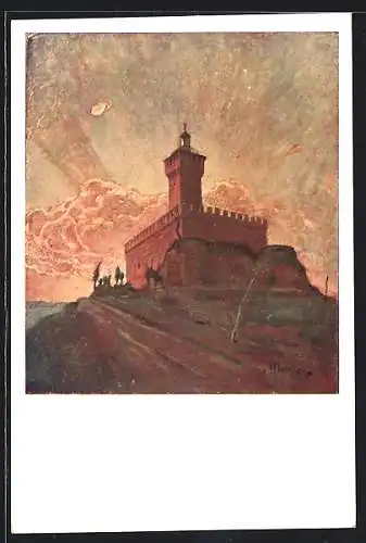 Künstler-AK Meldola, Rocca delle Caminate