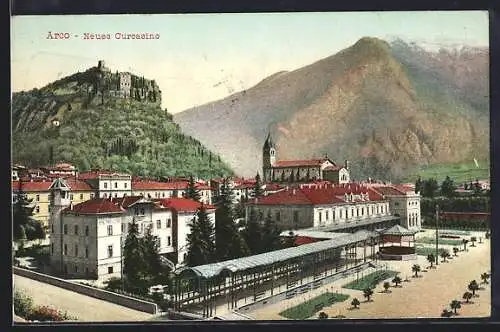 AK Arco, Neues Curcasino mit Anlagen, Burg und Bergpanorama
