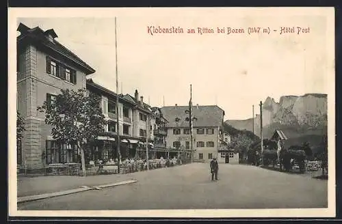 AK Klobenstein am Ritten, Hôtel Post mit Strassenpartie