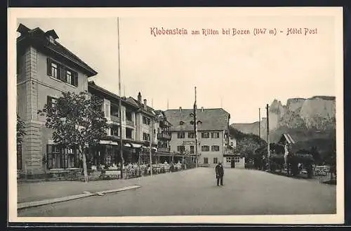 AK Klobenstein am Ritten, Hôtel Post mit Strassenpartie