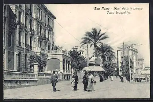 AK San Remo, Hôtel Paris e Europa, Corso Imperatrice