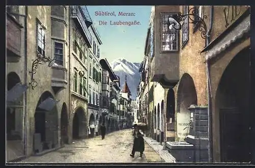 AK Meran, die Laubengasse