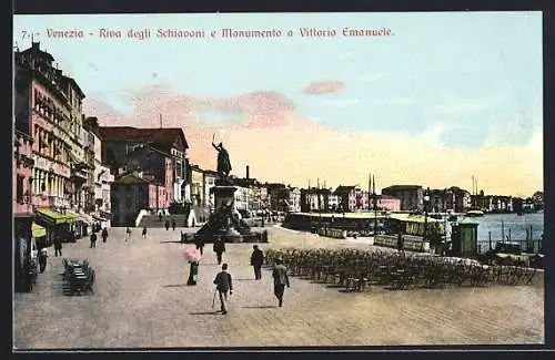 AK Venezia, Riva degli Schiavoni e Monumento a Vittorio Emanuele