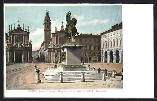 AK Torino, Piazza S. Carlo, Monumento a Emanuele Filiberto