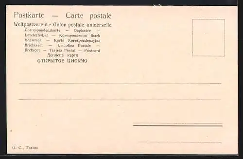 AK Torino, Veduta del Po colla Gran Madre di Dio ed il Monte dei Cappuccini