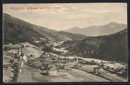 AK Gossensass am Brenner, Ortsansicht mit Hotel Gröbner