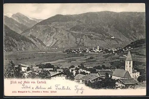 AK Tartsch, Blick auf die Ortschaft Mals