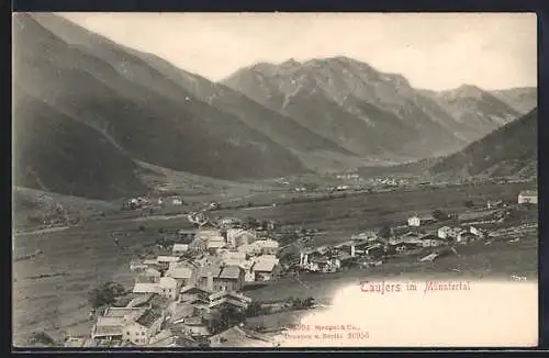 AK Taufers im Münstertal, Ortsansicht mit Bergen