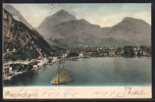 AK Riva, Die Bucht von Riva mit Blick in die Stadt