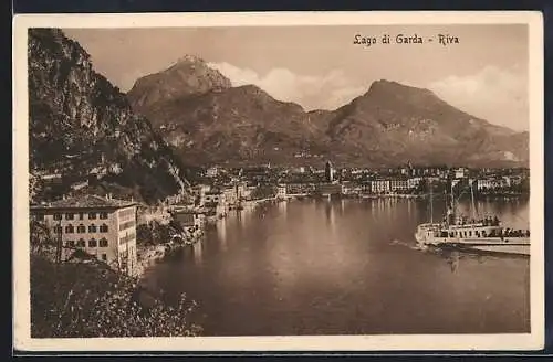 AK Riva /Lago di Garda, Dampfschiff in der Bucht