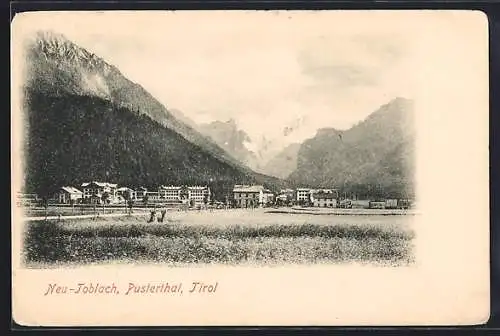 AK Neu-Toblach /Pusterthal, Teilansicht mit Blick in die Berge