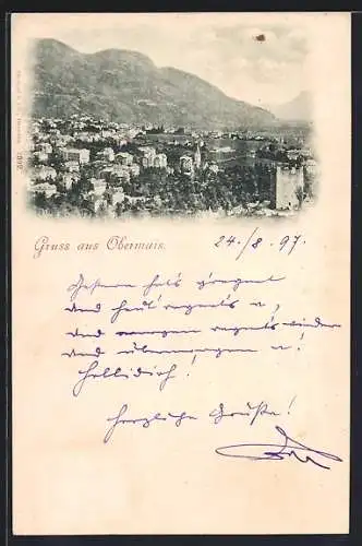 AK Obermais, Panorama mit Turm