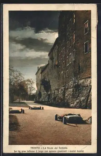 AK Trento, La fossa del Castello, Le tre urne indicano il luogo ove vennero giustiziati i martiri trentini
