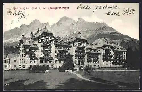 AK Karersee, Hotel mit Rosengartengruppe