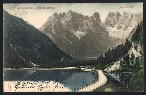 AK Dürrensee /Ampezzotal, Ampezzostrasse am See